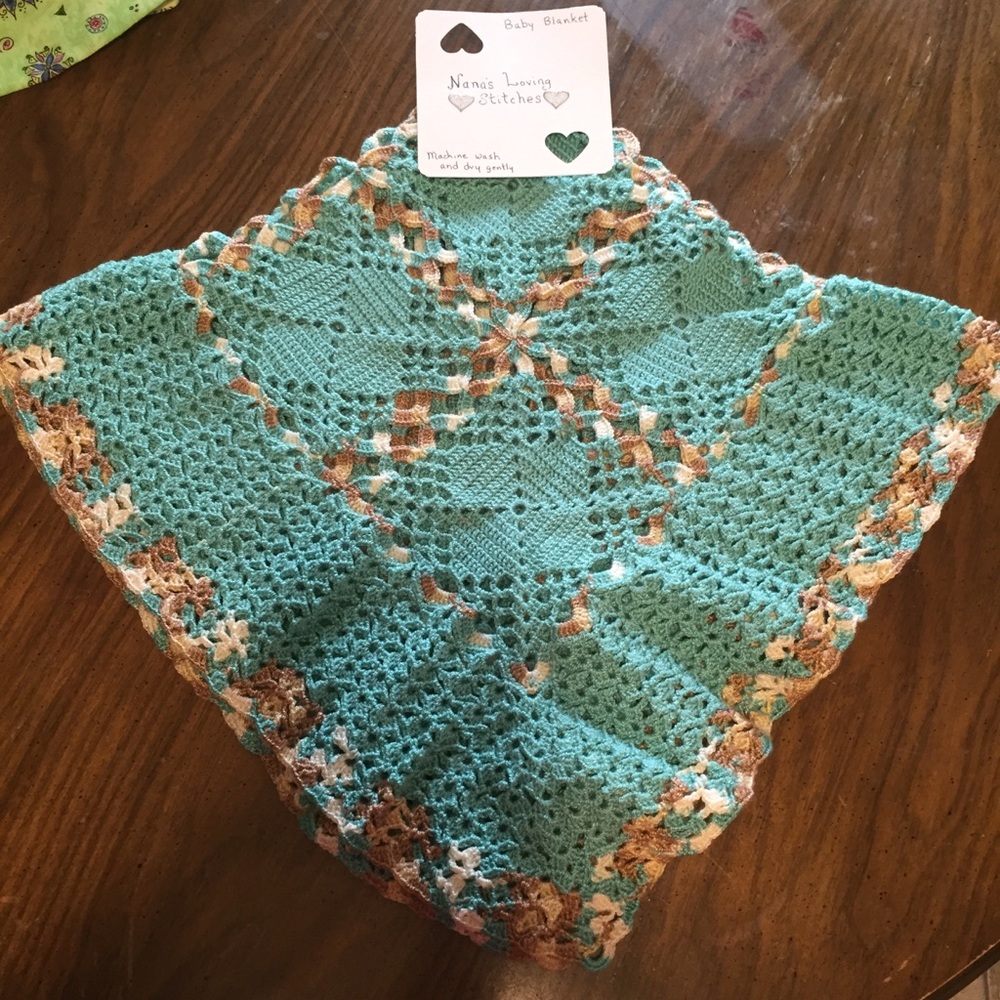 Ocean Blue Hand Crocheted Baby Blanket - Picture 8 of 8